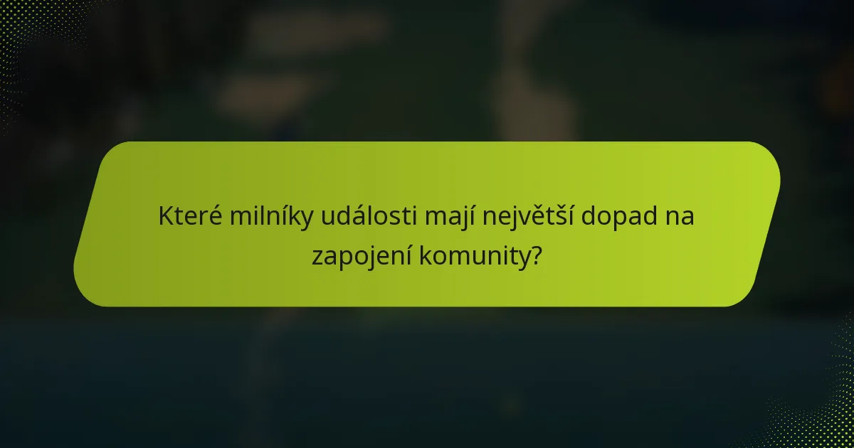 Které milníky události mají největší dopad na zapojení komunity?