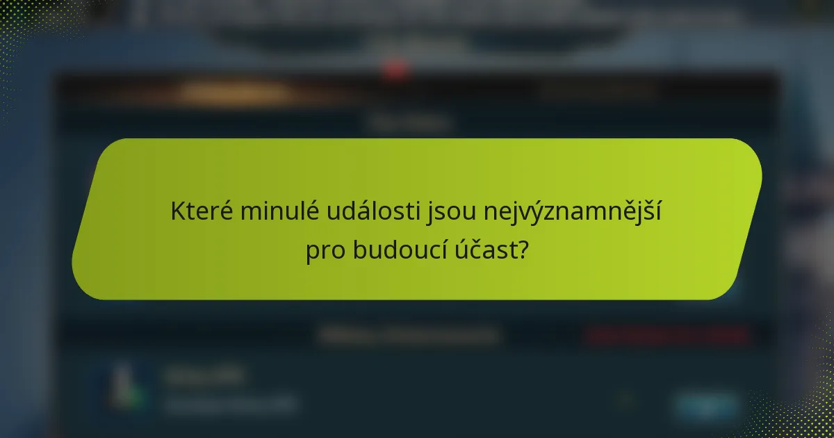 Které minulé události jsou nejvýznamnější pro budoucí účast?